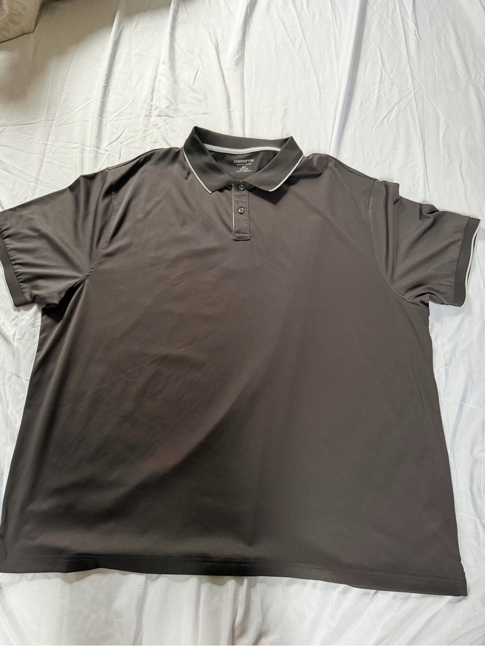Claiborne Men's Black Polo with Gray Contrast Trim